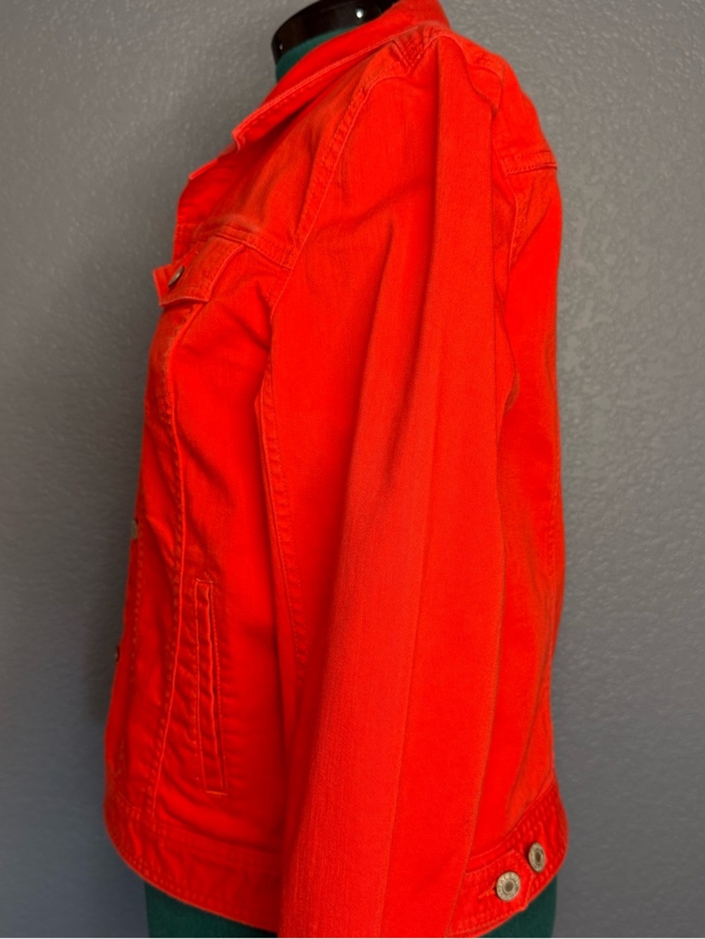 Talbots Bright Red Utility Jacket Structured Button Front Layer Size XL - Picture 6 of 13